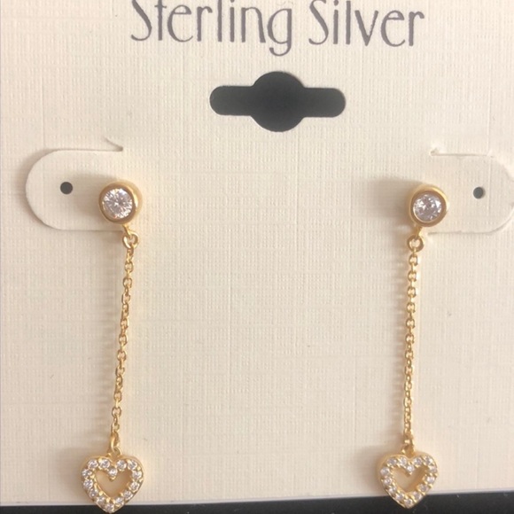 14K Gold Vermeil Cubic Zirconia ”Love on a Chain” Earring-Boutique - Picture 6 of 6